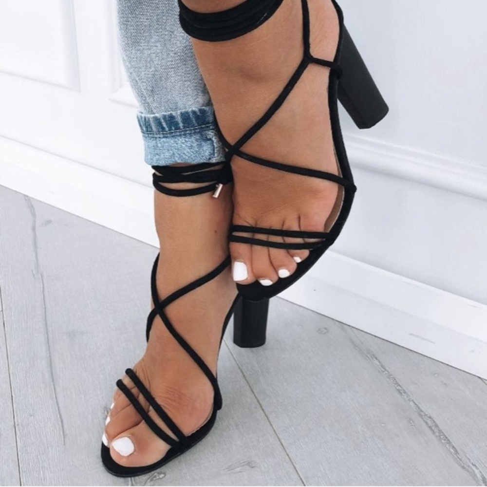 NUDE WHITEFOX BOUTIQUE SUEDE HEELS - Picture 7 of 8